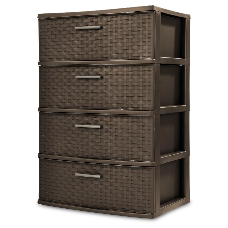 Sterilite 4 Drawer Wide Weave Tower Espresso storage drawers kitchen drawer organizer under desk drawer. 