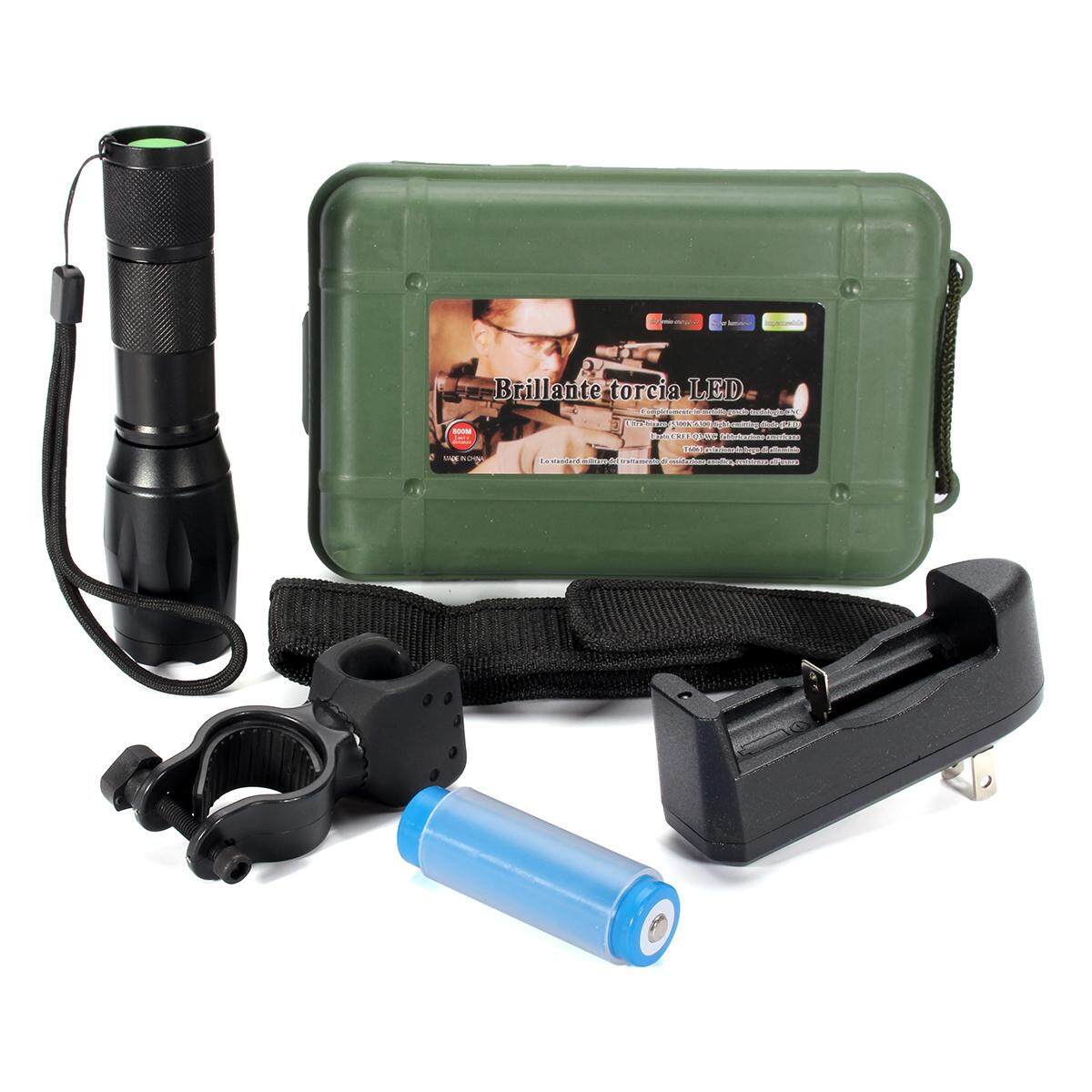 8000lm X800 Portable Flashlight LED Zoom Military Torch ShadowHawk + Battery -