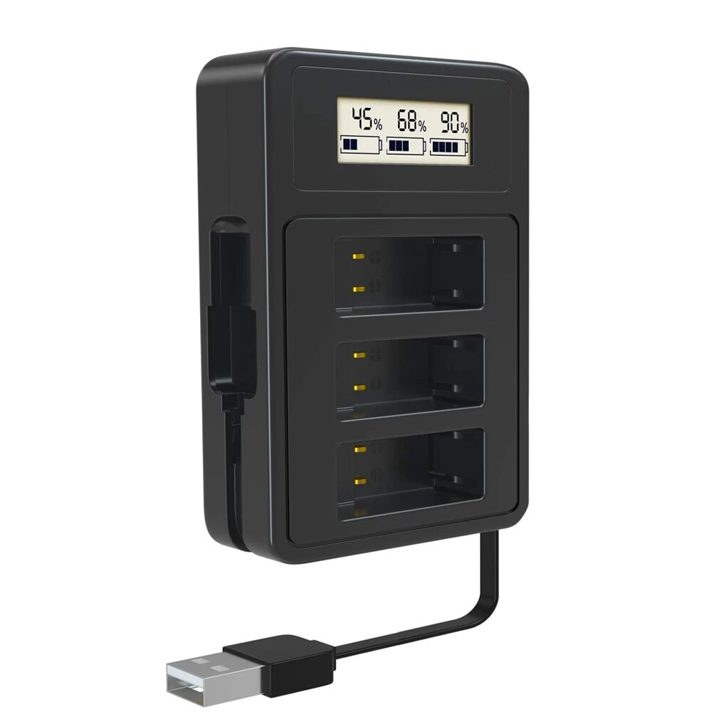 3Channel GoPro Battery Charger With USB Type C Smart Display Fast Charger For GoPro Hero 9 8 7 6 5 Black Camera Original Charger
