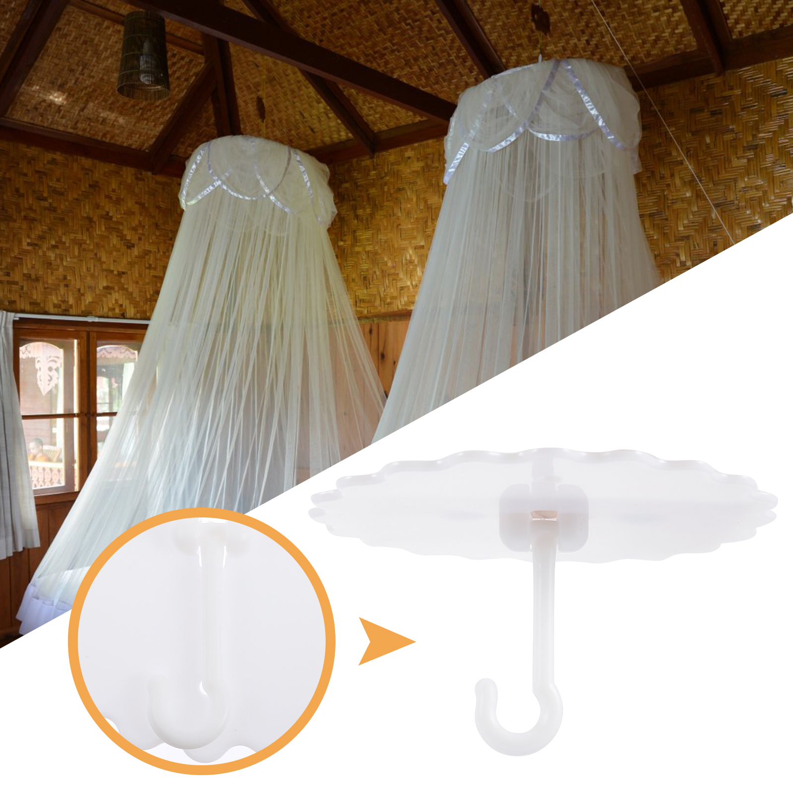 Dome Mosquito Net Hook Plastic Ceiling Sticky Bed Canopy Hanger Suction Cup Hooks. 