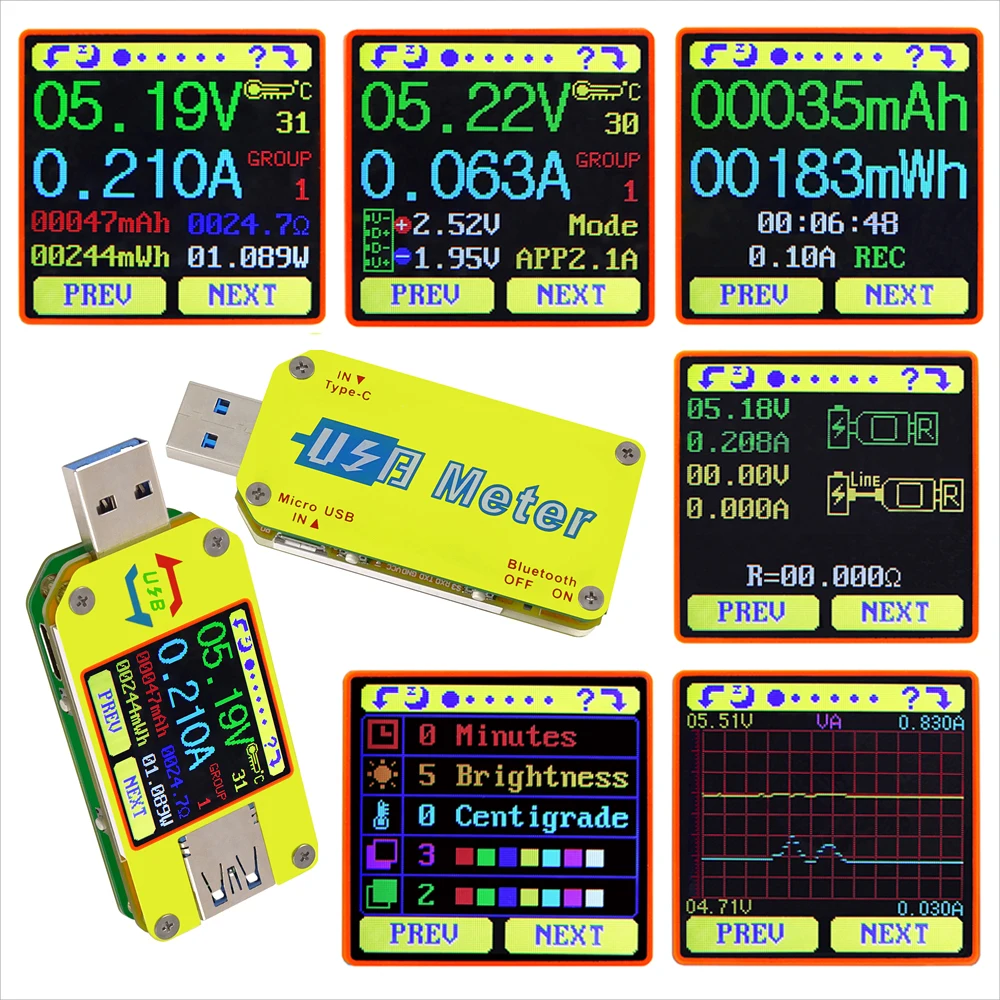 RD RIDEN UM34 UM34C for APP USB 3.0 Type-C DC Voltmeter ammeter voltage current meter charge measure cable resistance Tester. 