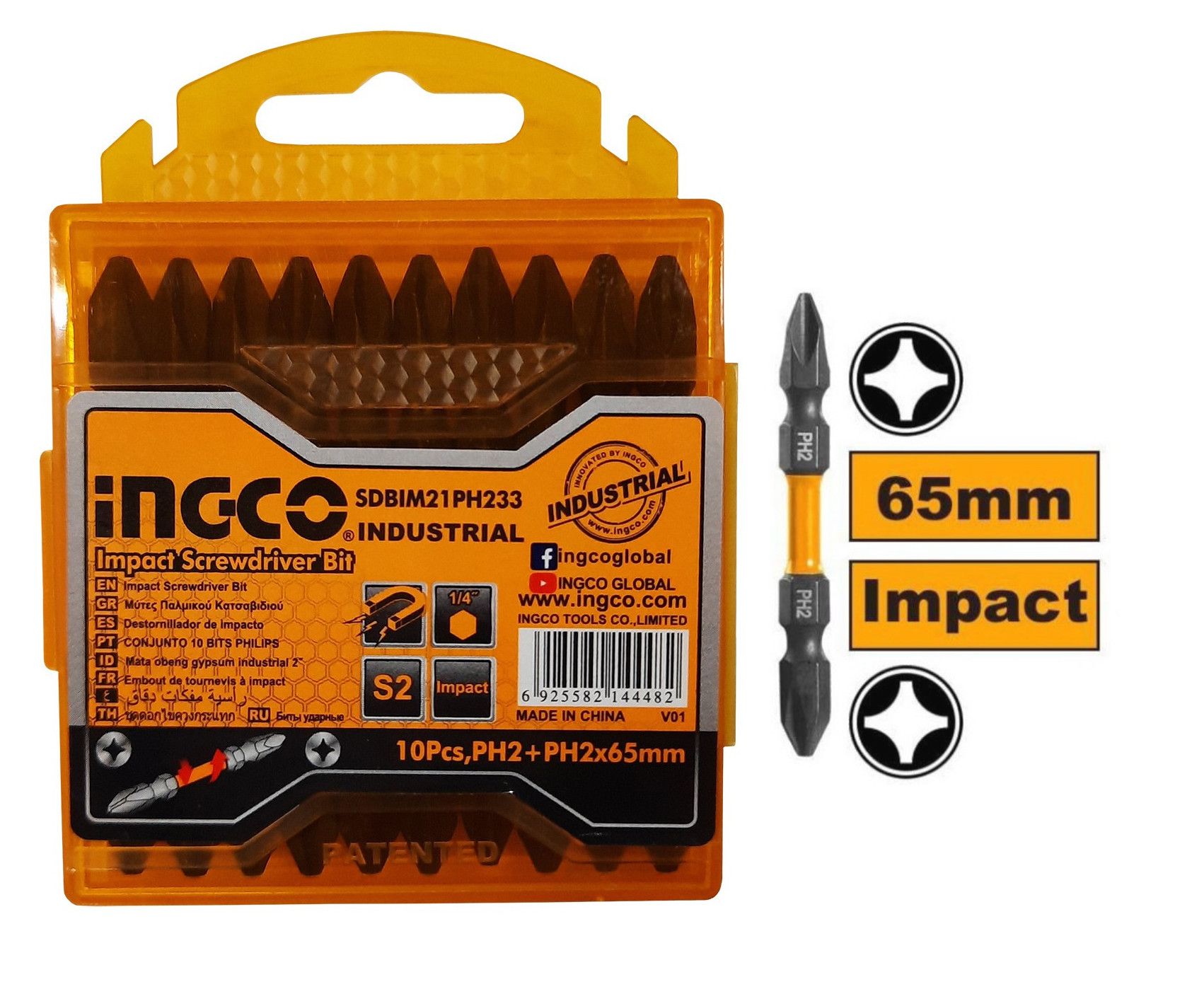 10 PCS IMPACT SCREWDRIVER BITS INGCO (SDBIM21PH233) new design. 