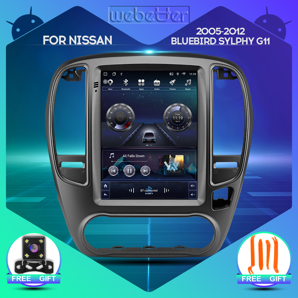 WeBetter TopNavi Android 8Core IPS 9.7inch Vertical Full Touch Screen Car Radio Audio Video Stereo Player For Nissan Bluebird Sylphy G11 2005-2012 With 4G CarPlay DSP BT WiFi Rear View Navigation