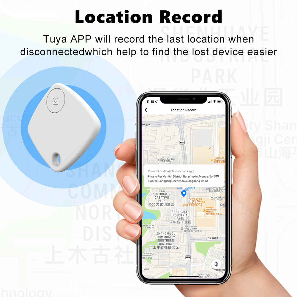 ROVF Tuya Bluetooth Key Finder Wireless Smart Tracker Anti-lost Tracker Child Bag Wallet APP Record 80DB for Phone Key Bag. 