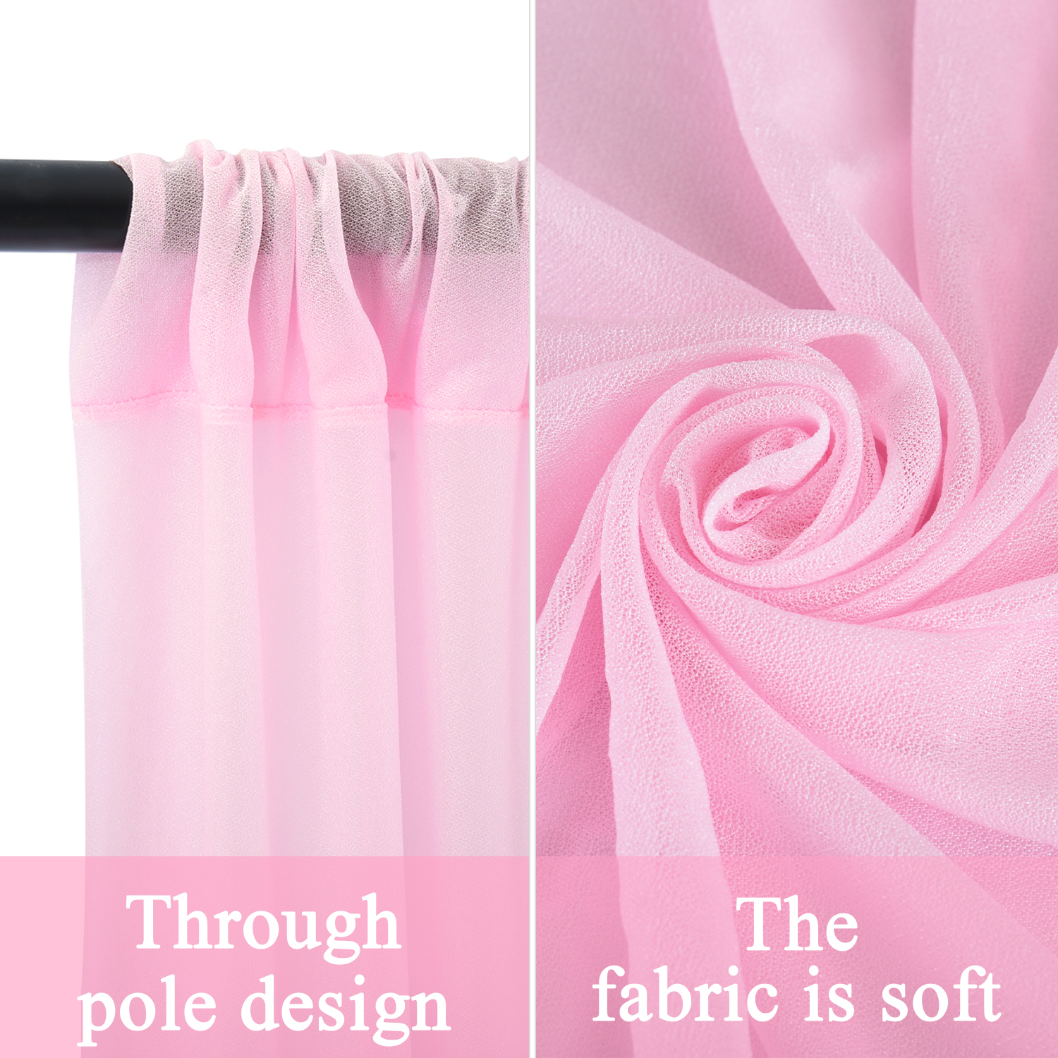 6 Panels Chiffon Ceiling Drapes Long Vaulted Draping Fabric DIY Wedding Drapes Curtains (5ftx10ft/5ftx20ft ). 