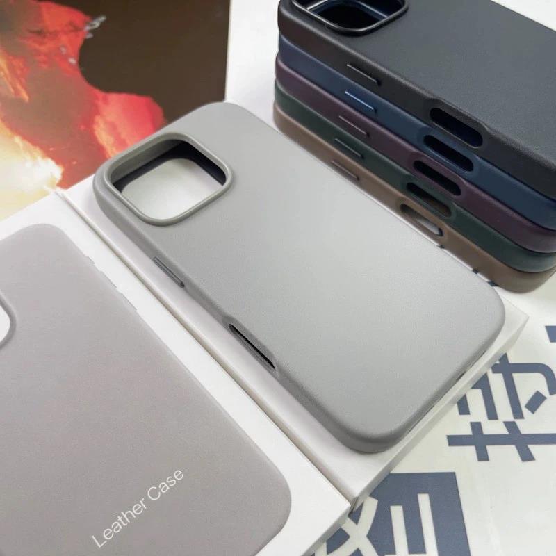 Original Apple Leather With Magsafe Case For iPhone 16 Pro Max 16 Plus Case Charging Magnetic Cover 16Pro With Box. 