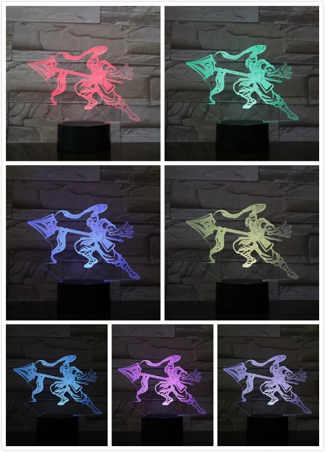【Cathery Baby Store】League of Legends LoL Heros Table Bedroom Touch Sensor 7 Color Changing SENESCHAL OF Xin Zhao LED Night Light. 