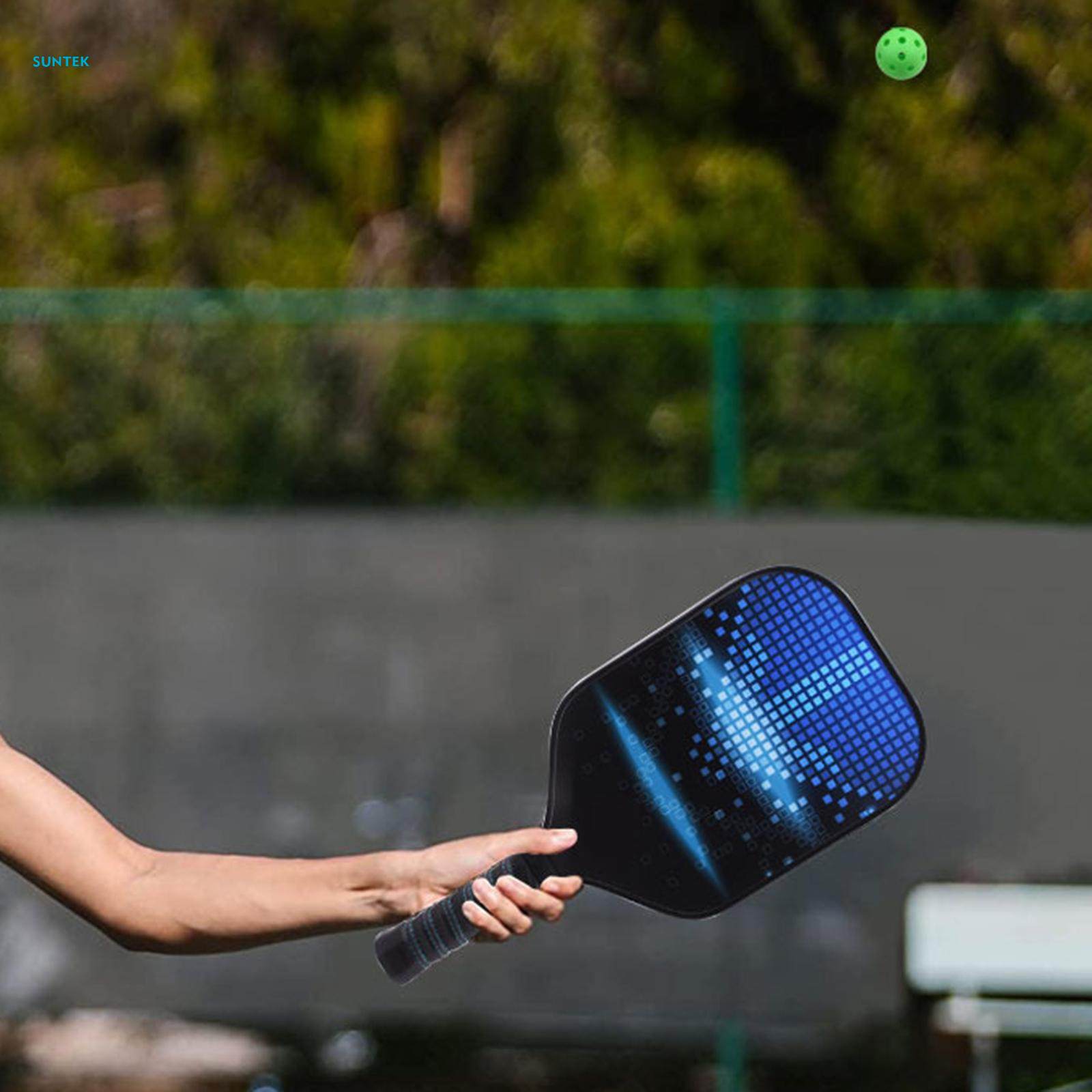 Pickleball Paddle, Fiberglass Surface Polypropylene Honeycomb Core, Anti Slip Sweat Absorbing Grip, Portable Carry Bag. 
