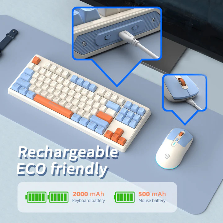 Micropack KM-269W 2.4G Rechargeable Wireless Keyboard and Mouse Combo. 
