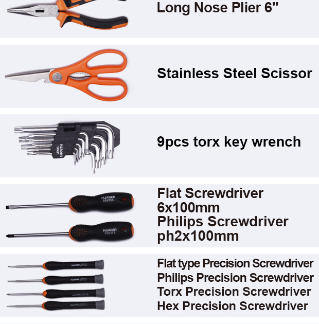 Harden 155Pcs  Professional HAND Tools Set In Aluminium Case Germany Design Electrical Hand Tool Set Household Tools Set 510703. 