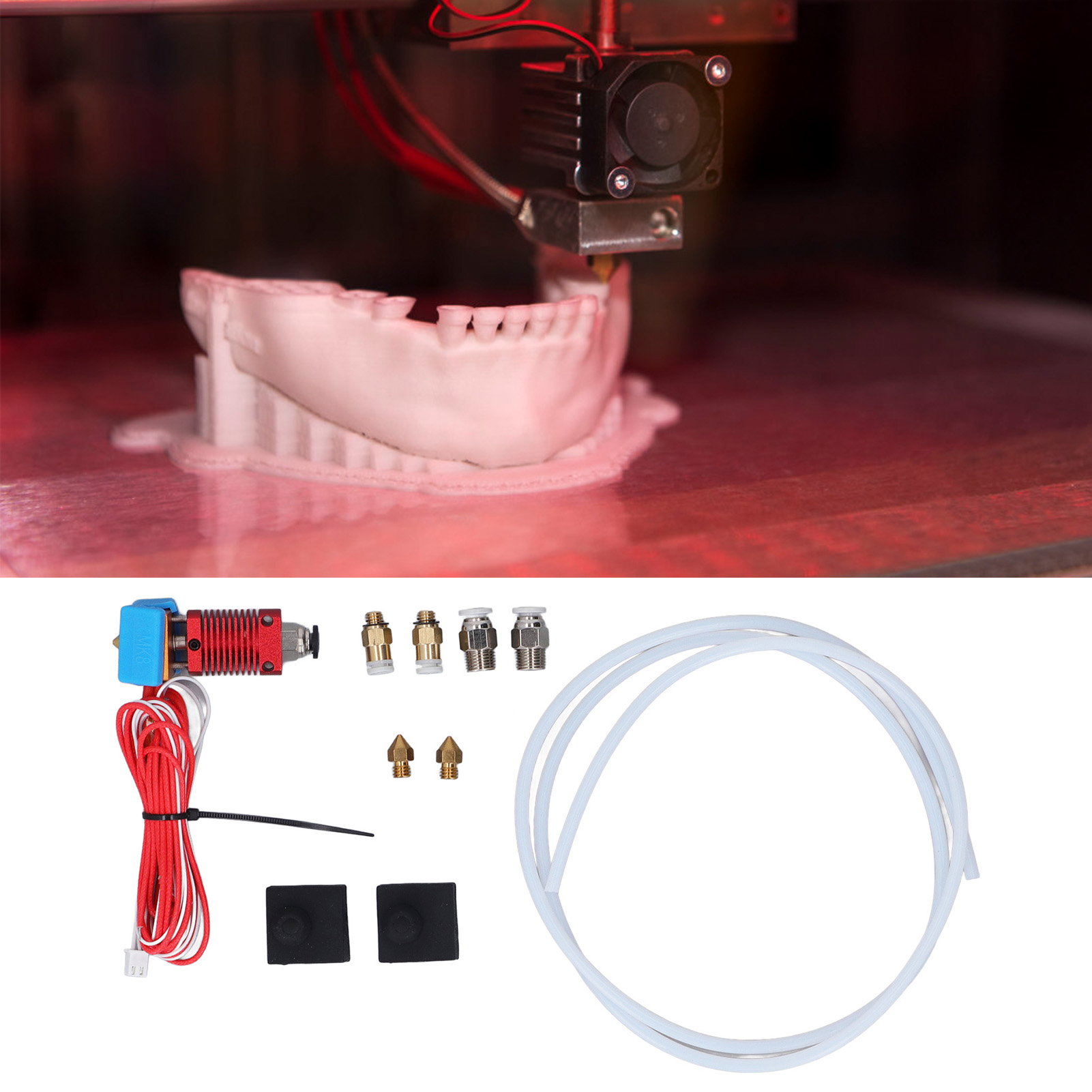3D Printer Extruder Kit, Low Friction PTFE Tube Male Thread Connection Upgrade Hotend Parts for Ender 3 Pro for Ender 3 V2. 