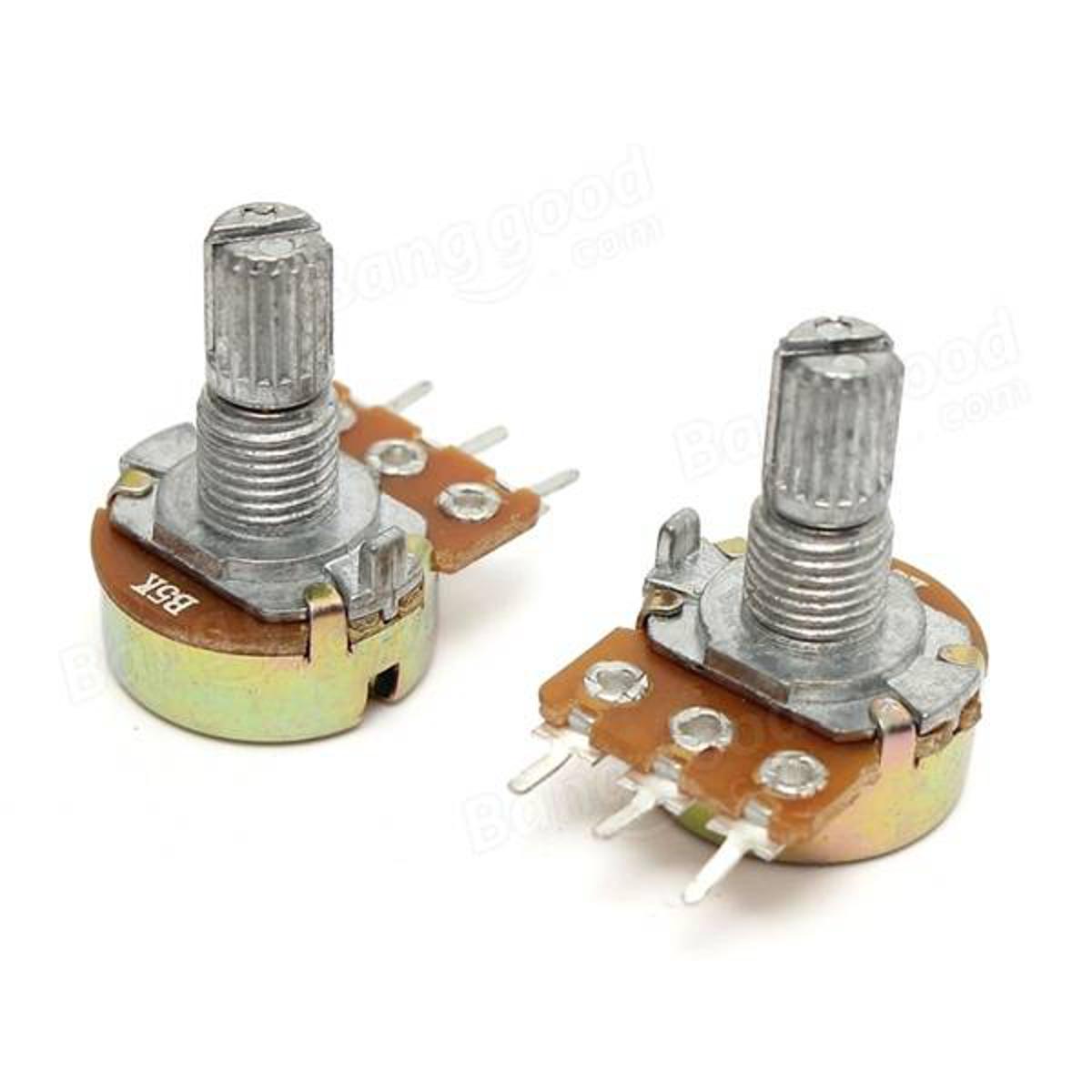 2Pcs- 3 Pin 5K Potentiometer Panel Mount 5K Ohm 1/2 Watt 3 Terminal Leads Single Gang Linear Taper Rotary Potentiometer 5K Ohm Adjustable Variable Resistor Volume Pot