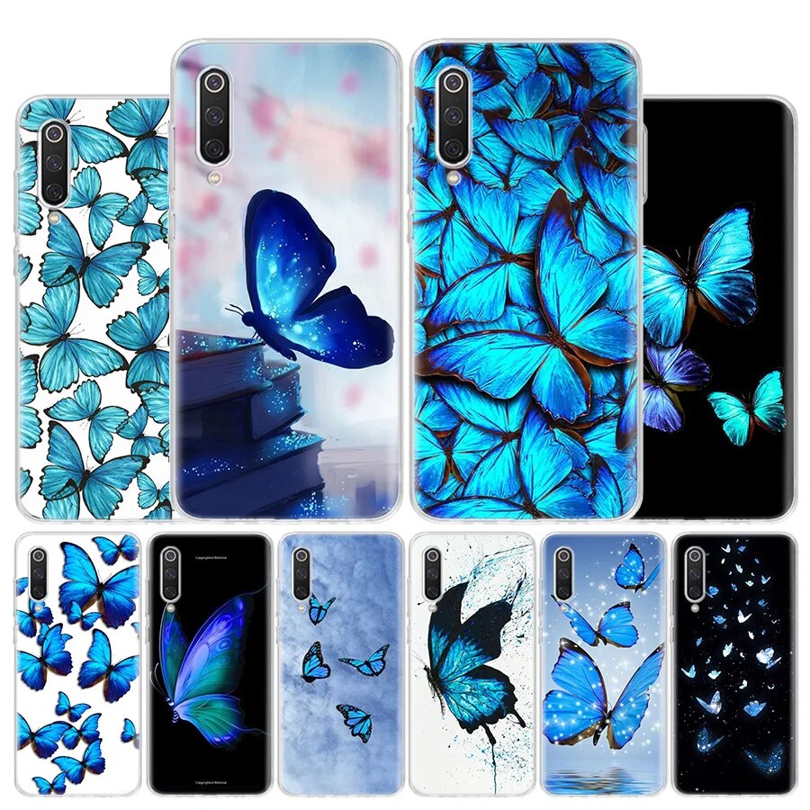 Blue Butterfly Beautiful Wing Cover Phone Case For Xiaomi Redmi Note 12 10 10S 9 9S 9T 8 8T 11T 11S 11E 11 Pro Plus 7 5 5G Coque