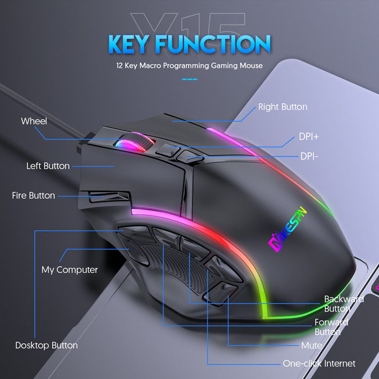PUBG Pen PC mac grade for ght MaRGB Li12 programmable macro RGB12800DPI Free Heavy Gaming Mouse Keys Gaming Mouse x to 6 notebook computers. 