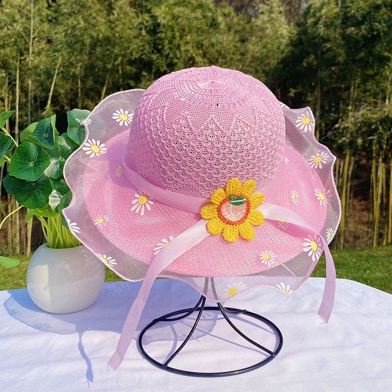 Straw Hat Fancy Cap For Baby Girl Peppa Pig Hat Female Korean - Main Image