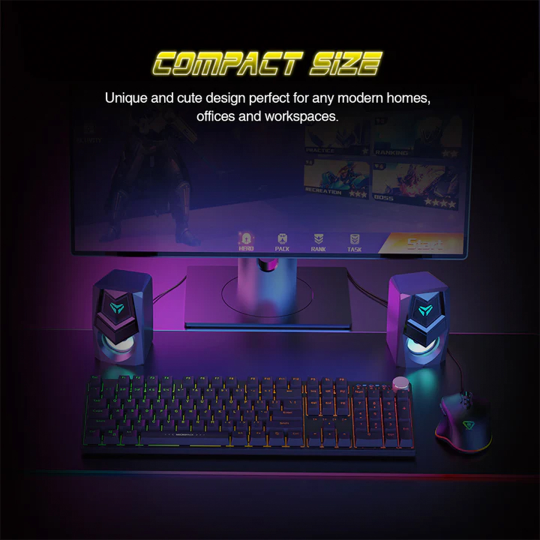 Micropack GS-02 Wired Rainbow 3.5mm and USB Gaming RGB Speakers. 