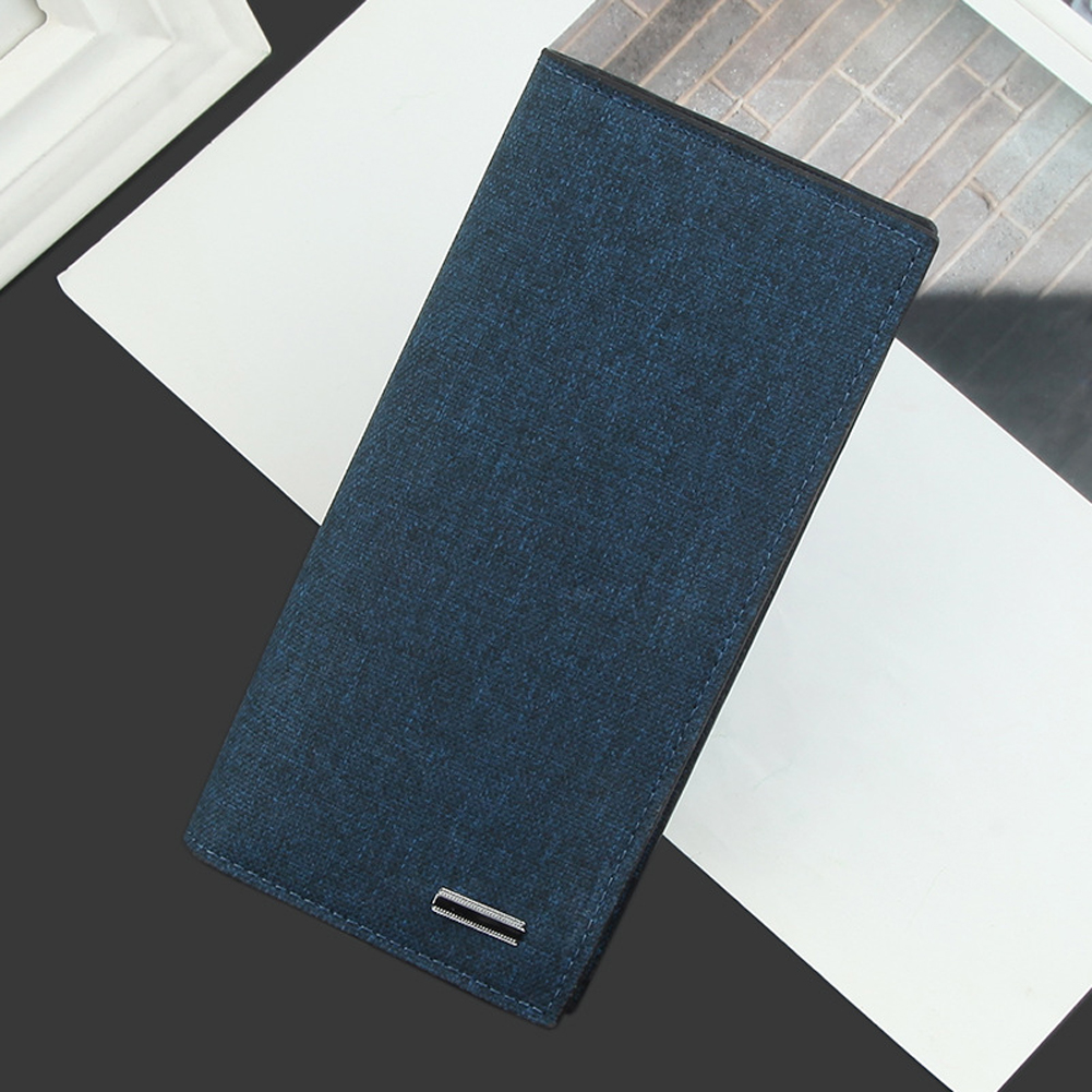 （New）Men Caual Canva Buine Wallet With Card lot Cloth Pattern Ultra trong titching Extra Capacity Long Wallet 1126 Perfect Gift. 