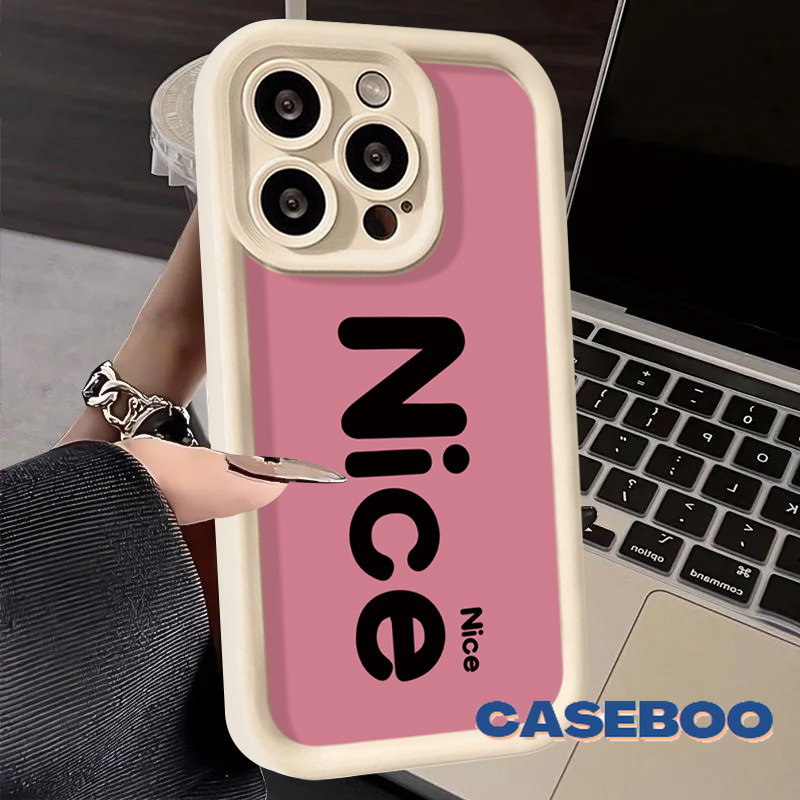 Simple English Letter NICE Graffiti Phone Case Compatible for IPhone 11 14 15 13 12 Pro Max X 7Plus XR XS Max 7 15 6S 6 8 Plus SE 2020 Angel Eyes Soft Cover