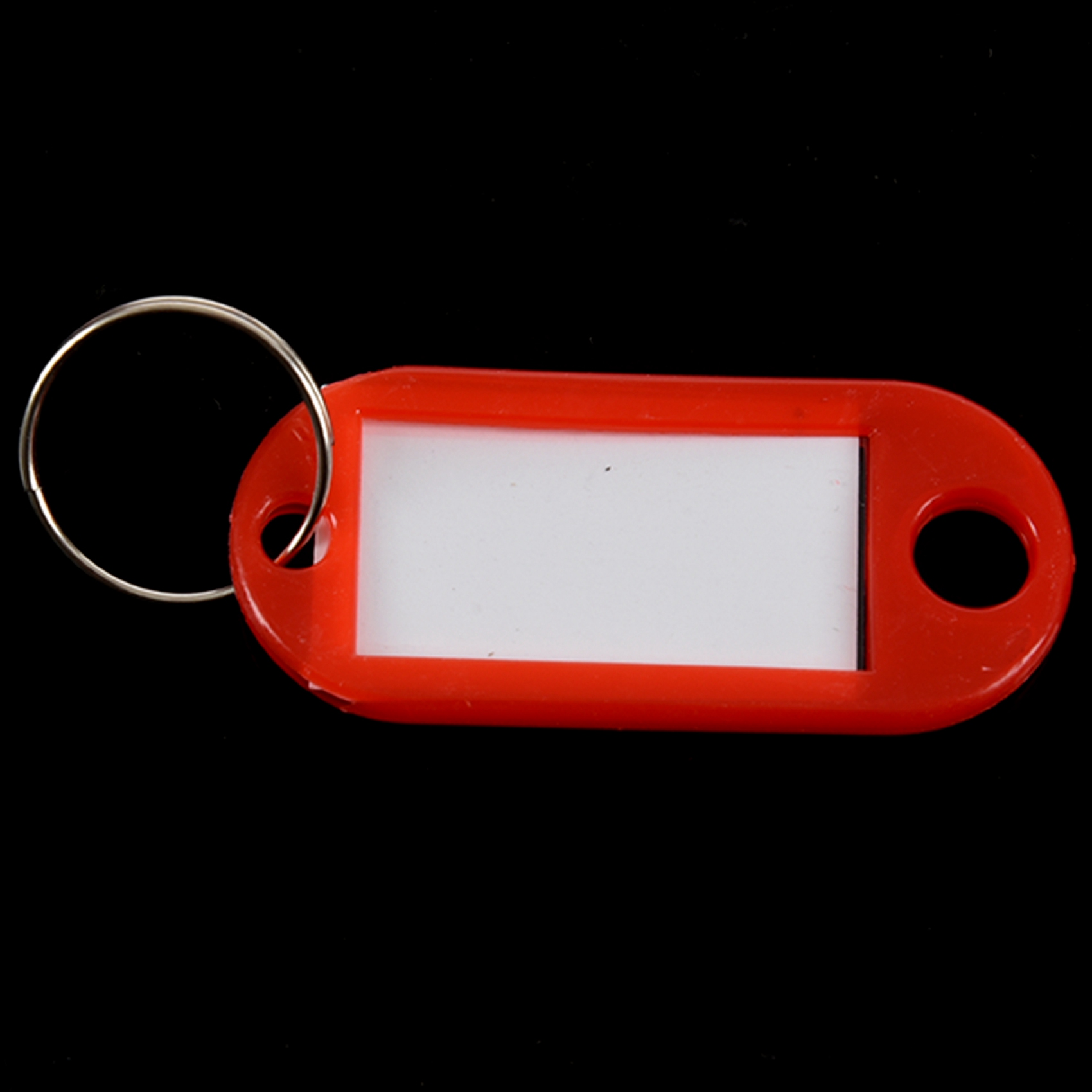 60 Pieces Plastic Key-Holders for ID Label Baggage-Key-Rings with Name-Holder Plate, Color: Red