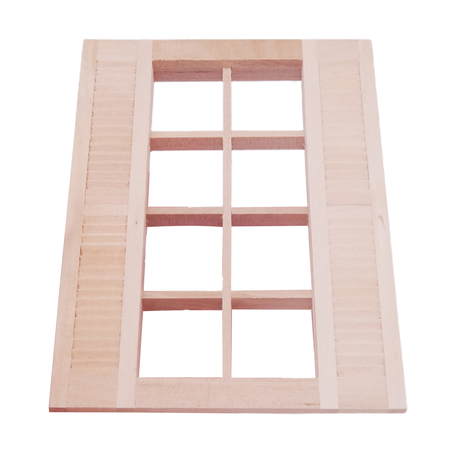 Unpainted Shutters Window Detailed Dollhouse 8-Pane Window Frame Furniture. 