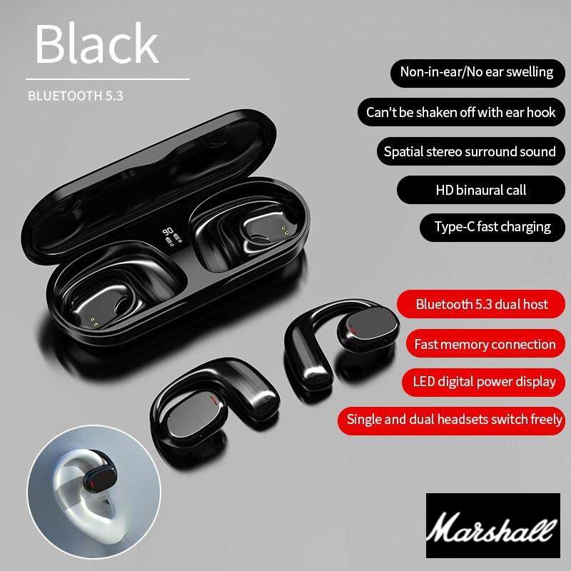 Original Product+FREE Shipping+COD marshall JS270 original Open Wearable Stereo wireless Bluetooth earphones with mic Digital display. 
