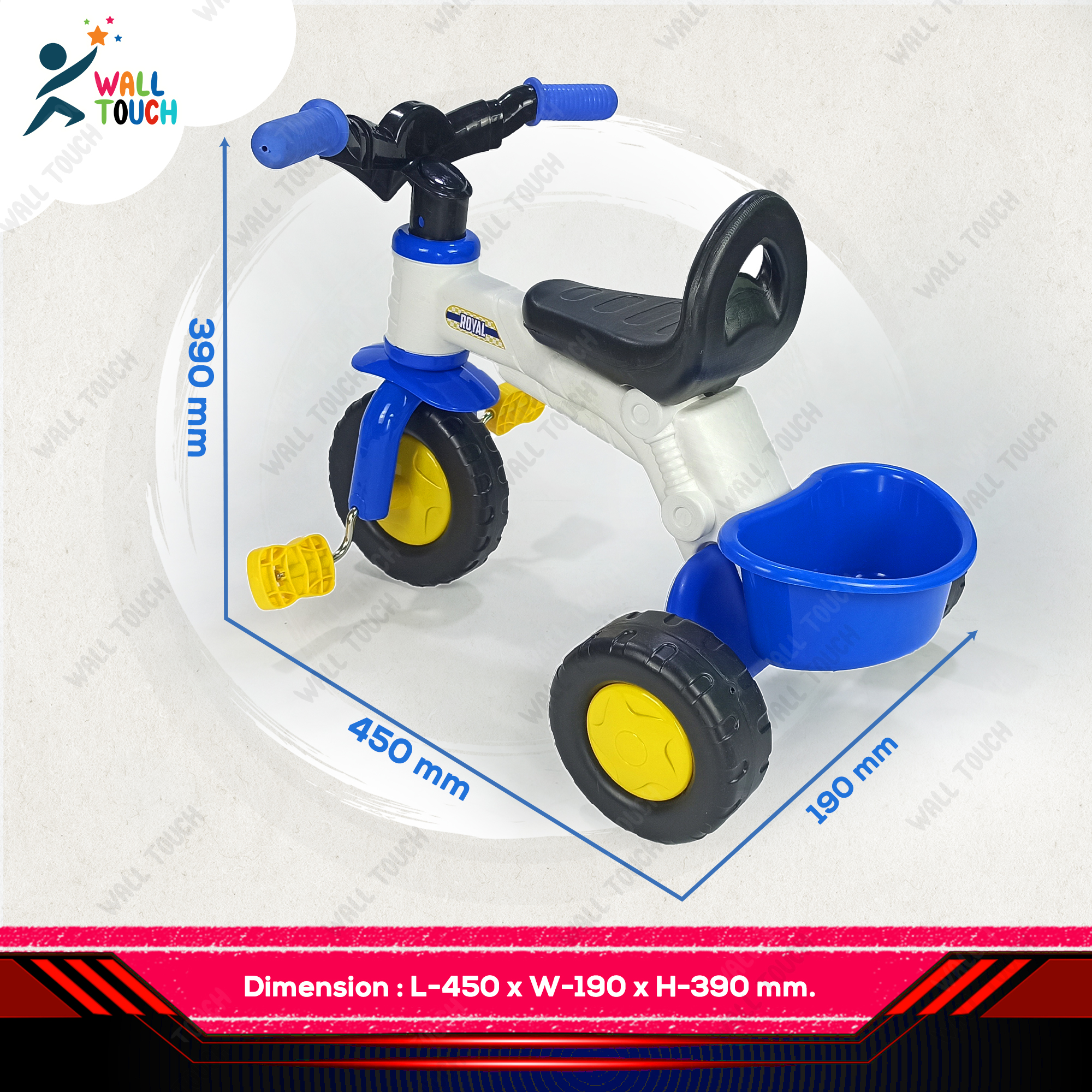 High Quality Royal Bike 3 Wheeler Ride on Tricycle for Children of 1-3 years,  Easy to Use And Maintain - Reliable and Durable. 