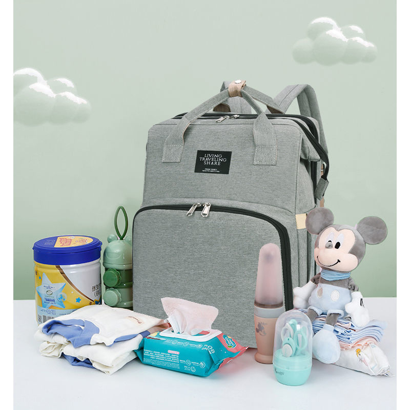 Portable Reclining Mummy Bag Folding Crib Large Capacity Multifunctional Baby Bag Mom Outing Backpack. 