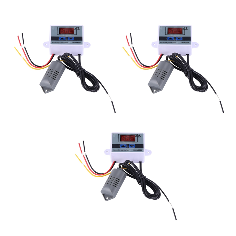3X Digital Humidity Controller Hygrometer Humidity Control Switch 0-99%Rh Hygrostat with Humidity Sensor AC220V