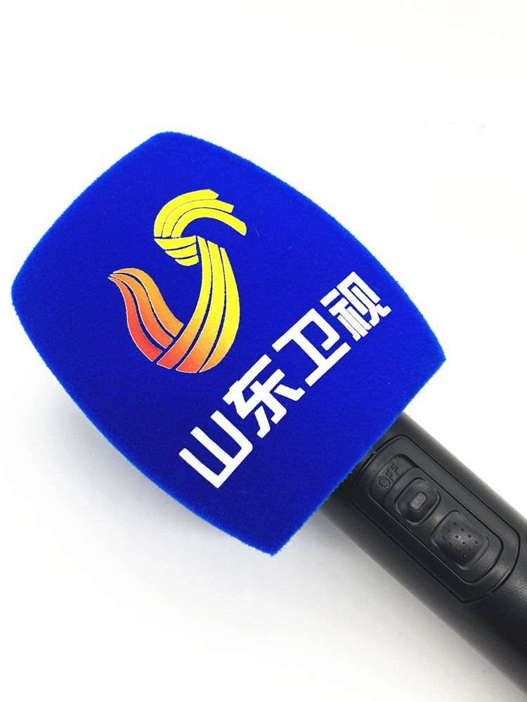 Customized Flocking Microphone Foam Printing Covers Mic Windscreen Logo Sponge Windsshield For TV Stations Reporters Interview. 