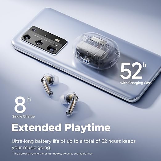 SoundPEATS Capsule 3 Pro Earbuds Futuristic Translucent Bluetooth 5.3 Wireless Earphones LDAC 6 Mic 43dB Hybrid Noise-Cancellation Gaming Mode Up to 8 hours Playtime. 