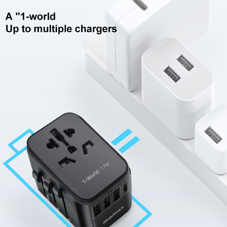 MOMAX UA12 1-World 17W Global Travel Fast Charger Power Adapter - 7