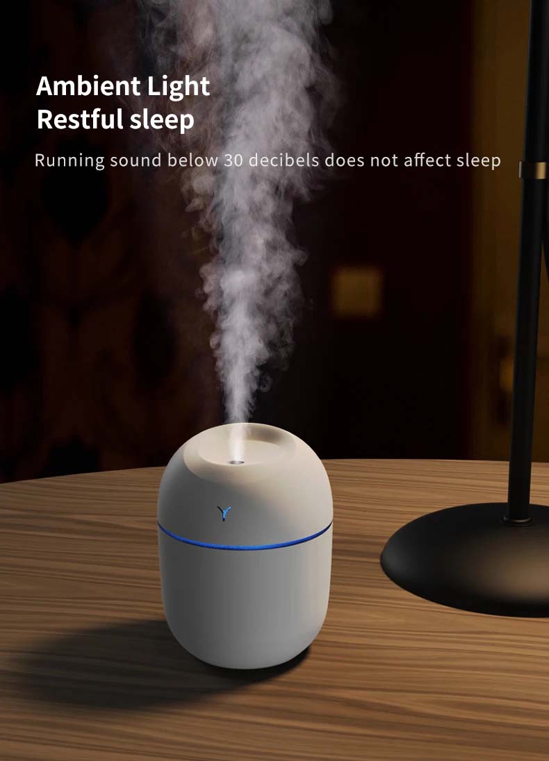 Humidifier Aroma Oil Diffuser Ultrasonic Mini USB Cool Mist Humidifier with Colorful Night Light for Home Car 220ml. 