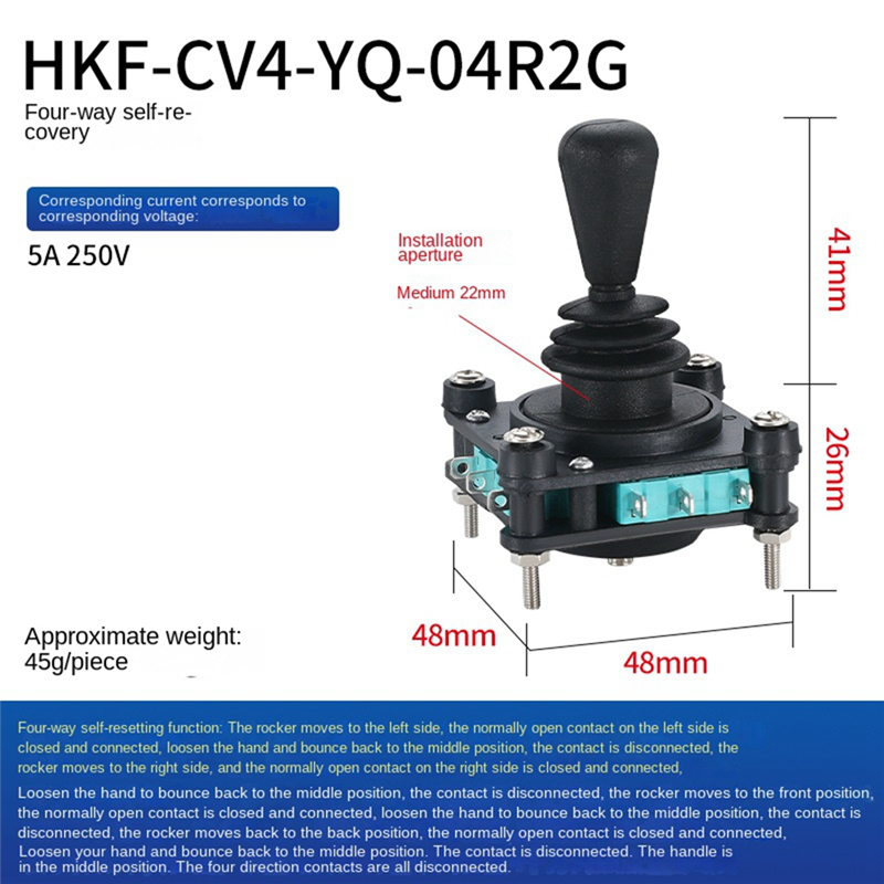 Monolever Joystick Switches with Push Button 2 4 8 Way Reset Momentary Toggle -Rocker Switches SCV4--05R2G Easy Install. 