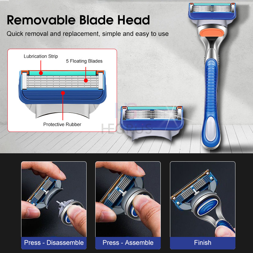 （NEW） Men’s Razor Manual Beard Shaver 5-Layer Ra-zors Manual Beard Trimmer Beard Beard Shaver Kit with 1 Handle and 4 Ra-zor Blade Refills For Men Beard. 
