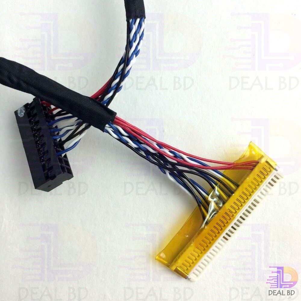 Universal FIX 30 Pin 1ch 6bit LVDS Connector Cables 26cm For LED LCD Display Panel Controller. 