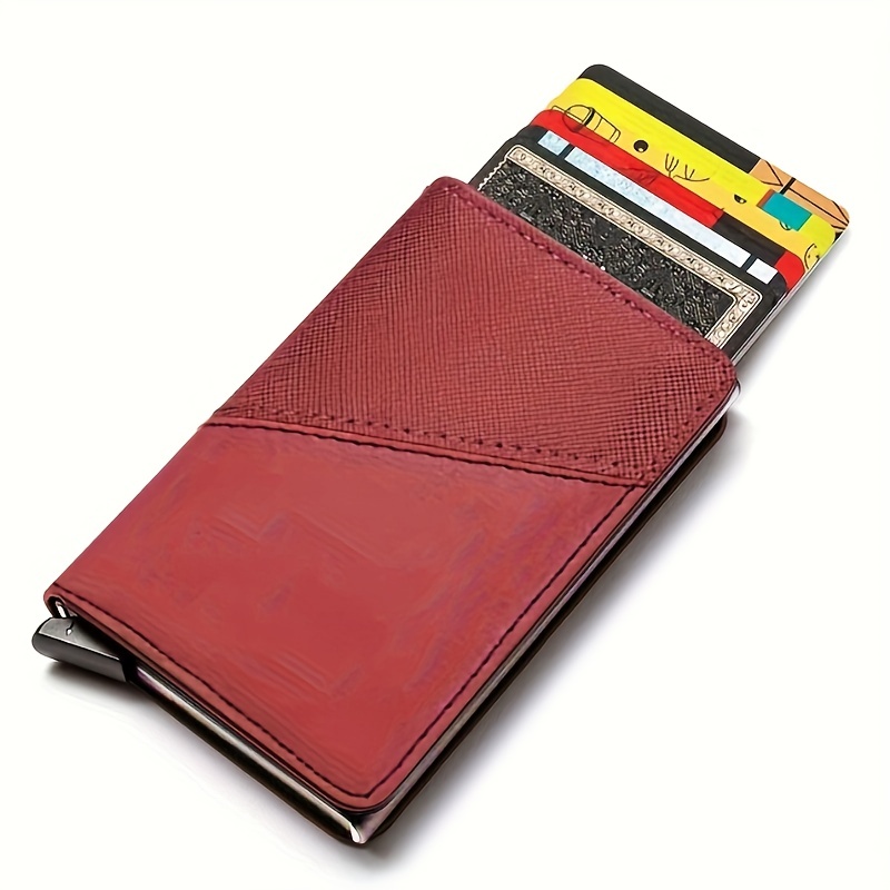 Paneled Leather Auto Card Holder Wallet For Men Slim RFID Blocking Money Clip Wallets Minimalist Wallet With Money Pocket