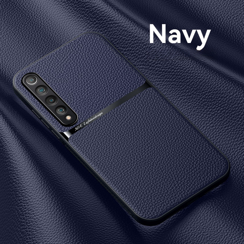lthmy for Xiaomi Mi 10 Luxury magnetic car holder leather phone case silicone back cover