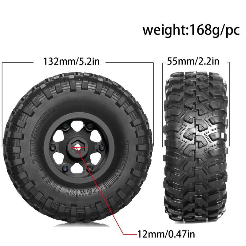 Tire Set for 1/10 RC Crawler Car Axial SCX10 Wraith RR10 Capra,Orange. 