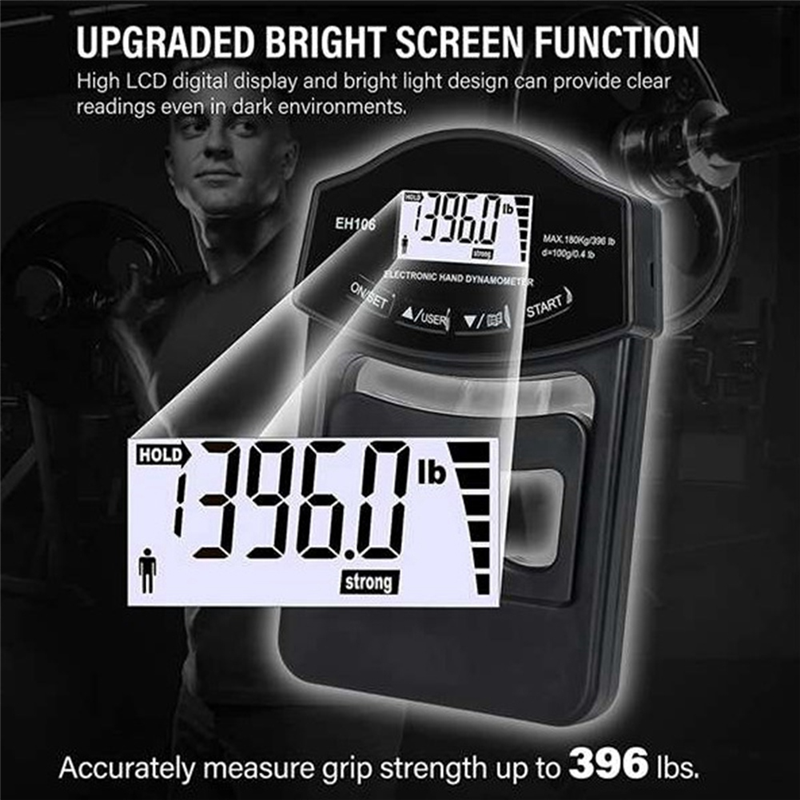 New Grip Strength Tester,396Lbs/180Kg Digital Hand Dynamometer Grip Strength Meter USB LCD Screen Hand Grip Dynamometer. 