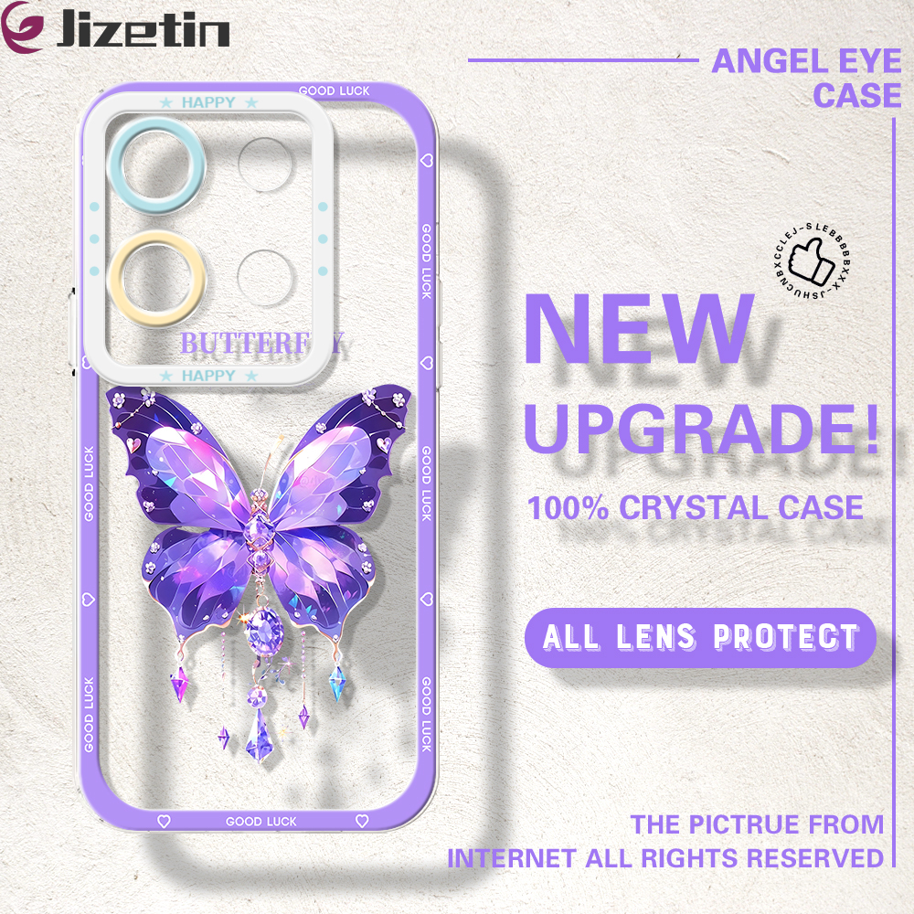 Jizetin for Infinix Note 30 Pro Back Cover Crystal Transparent Diamond Butterfly Soft Full Camera Cover Protection Phone Cases