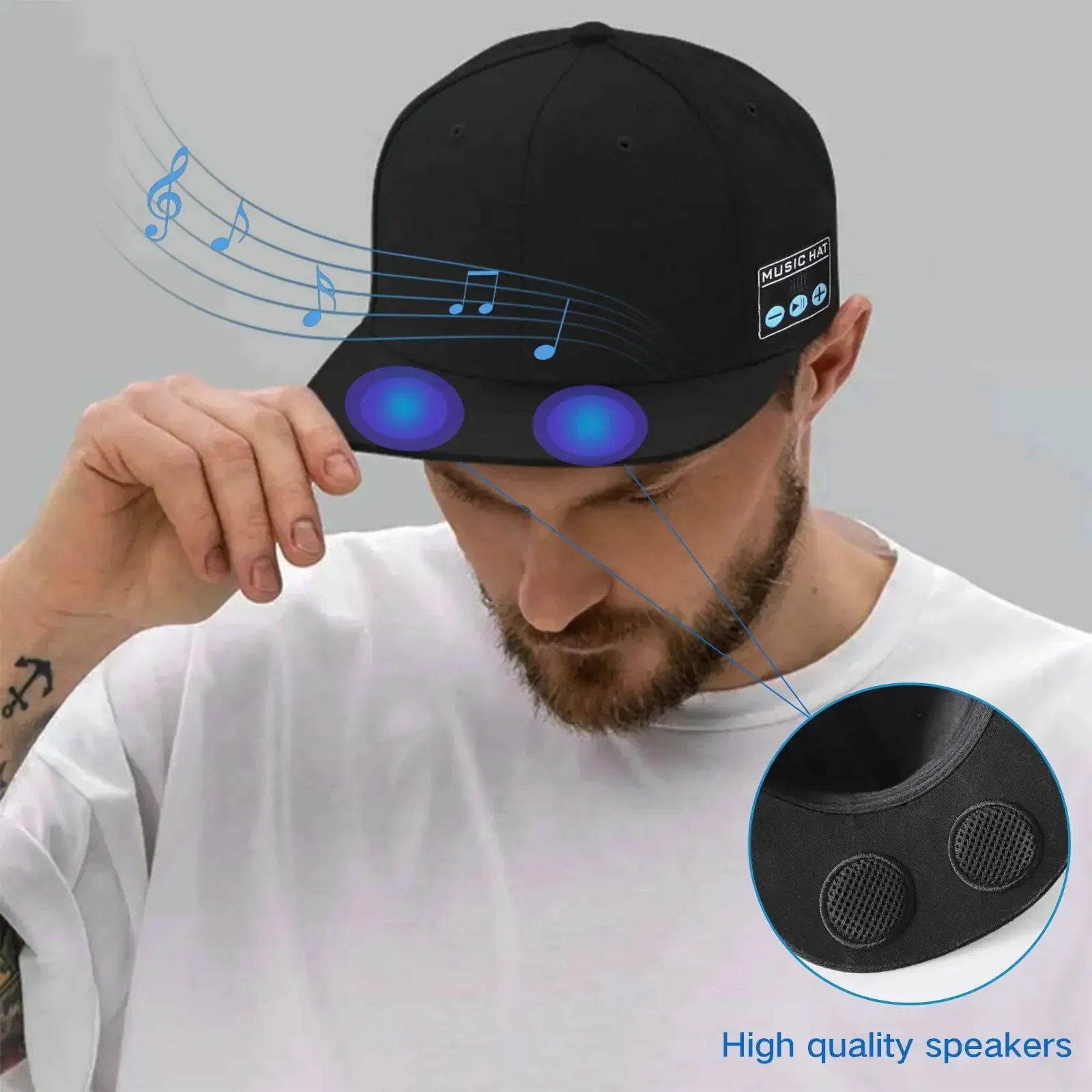 Wireless Bluetooth 5.0 Speaker Hat/Cap with (Inbuilt Microphone) Wireless Smart Speaker Hat/Cap for Outdoor/Indoor Sports. 