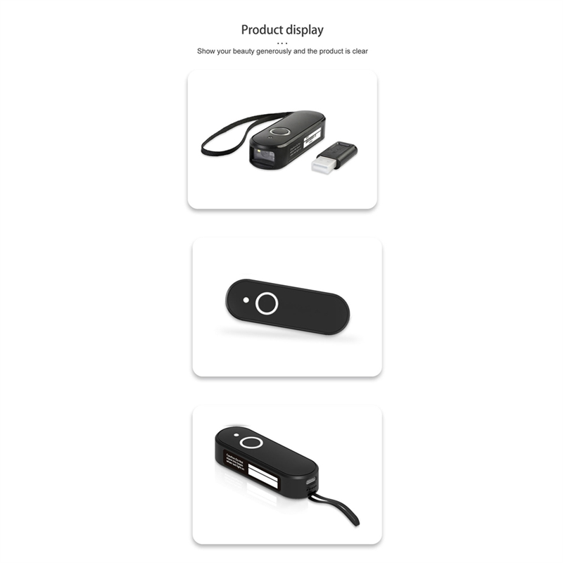 1Set Mini Barcode Scanner USB Bluetooth 2.4G Wireless 1D 2D QR PDF417 For IPad IPhone Android Tablets PC (K60 QR 2D). 