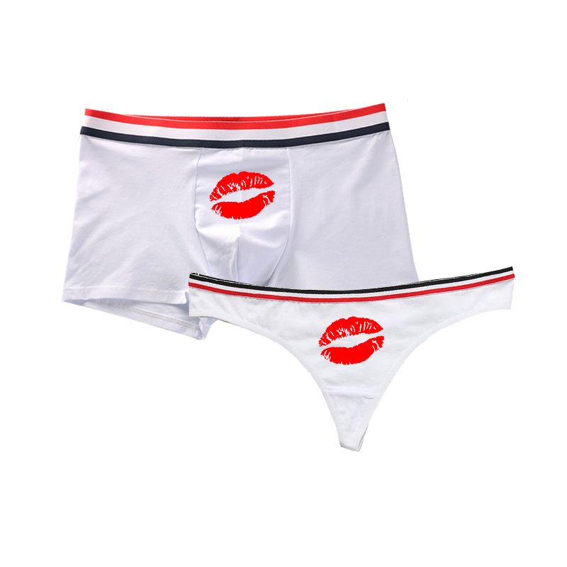 Couple Lover Matching Letter Print Underwear Order Seperately for Women G string and Men Boxer Shorts Underpants. 