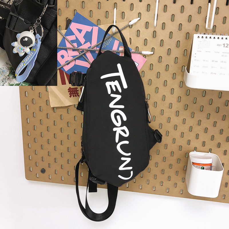 Chest bag men's ins, trendy brand sports, student shoulder bag, casual boys' waist bag, fashion small bag, women