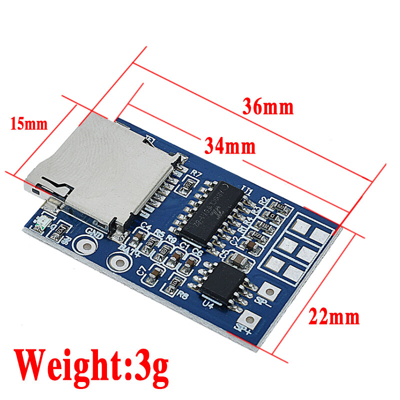 GPD2846A Board 2W Amplifier TF Card MP3 Player Module for Arduino GM Power Supply Module 5V Audio Mode. 