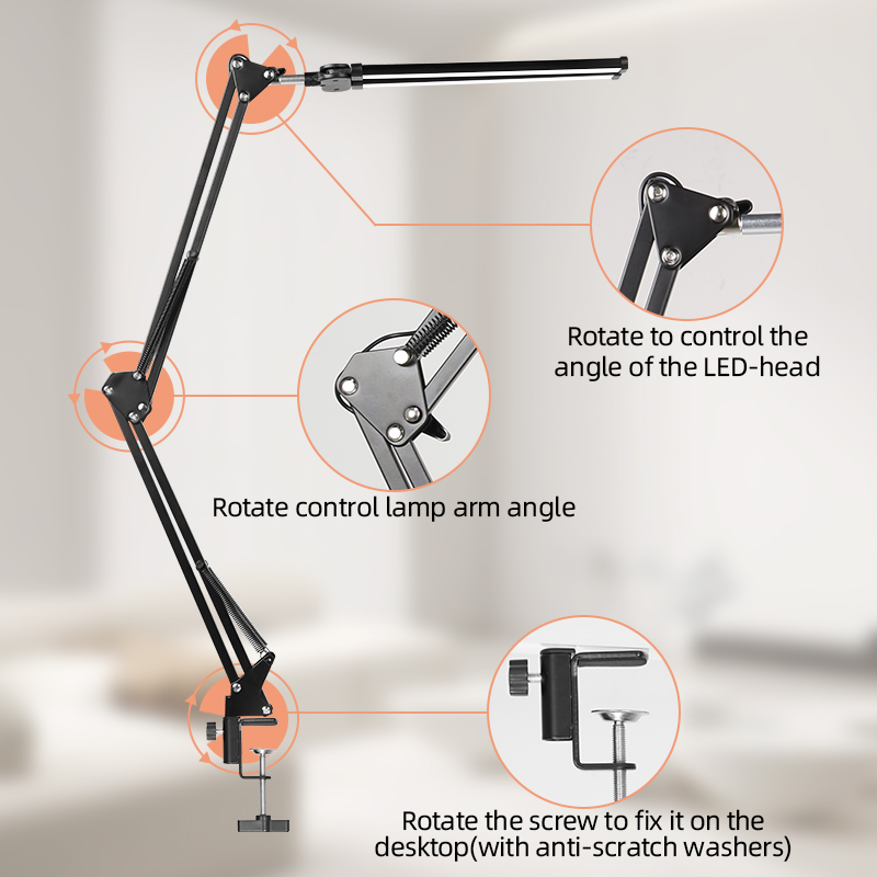 Double Head LED Desk Lamps Stepless Dimmable Led Computer Monitor Light USB Table Lamp for Office Study Reading Lighting Fixture. 
