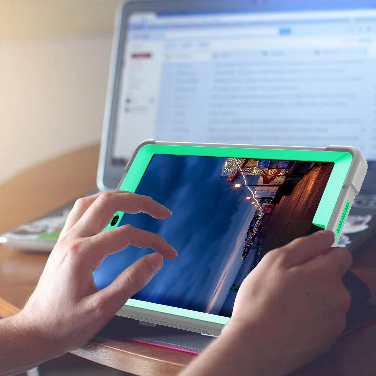 Silicone + PC Shockproof Protective Case with Holder For iPad mini / mini 4. 