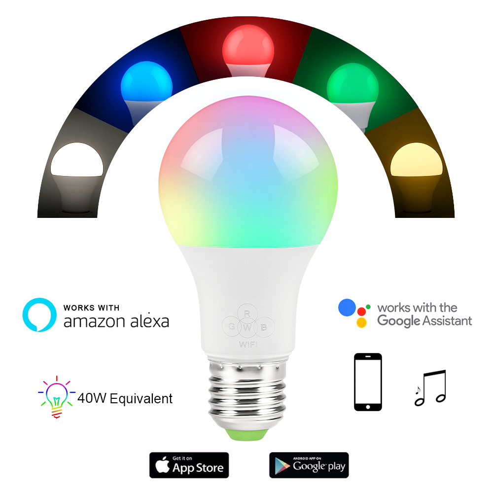 Sunrise Wake-Up Wifi Smart Lights Bulb,Phone Control Color Tunable Soft,Cool White,RGB Led Light Bulb 4.5W. 
