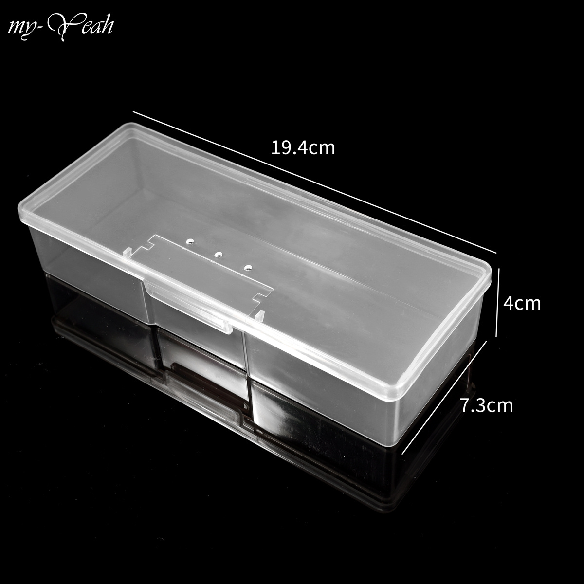 Myyeah Rectangle Nail Art Tool Storage Box Plastic Empty Tweezers Clippers Nails Pens Cuticle Pusher Polishing Strip Container