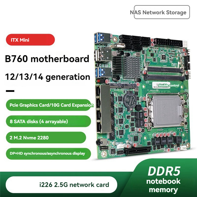 Mini ITX B760 NAS Motherboard Home Processor Firewall Server. 